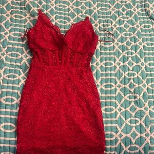 Elegant Red Lace Dress